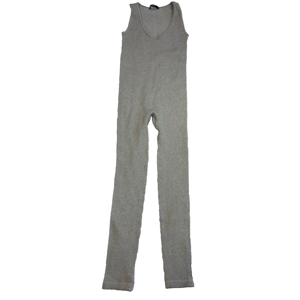 Forever 21 Womens 4‎ Gray Sleeveless Bodycon Full Length Ribbed Sexy Jumpsuit